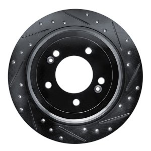 Hyundai Tucson Brake Rotor (1) - Rear Right - R1 Concepts - Drilled & Slotted - Black - `17-`25